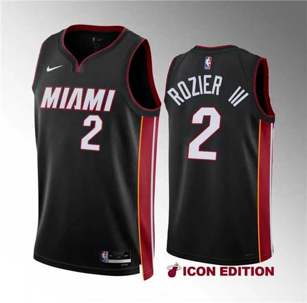 Mens Miami Heat #2 Terry Rozier III Black Icon Edition Stitched Basketball Jersey Dzhi->miami heat->NBA Jersey